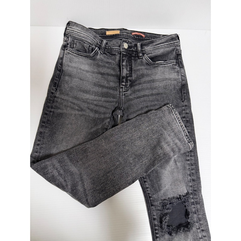 Pilcro and the Letterpress Slim Boyfriend Jeans Black Distressed 27 Petite